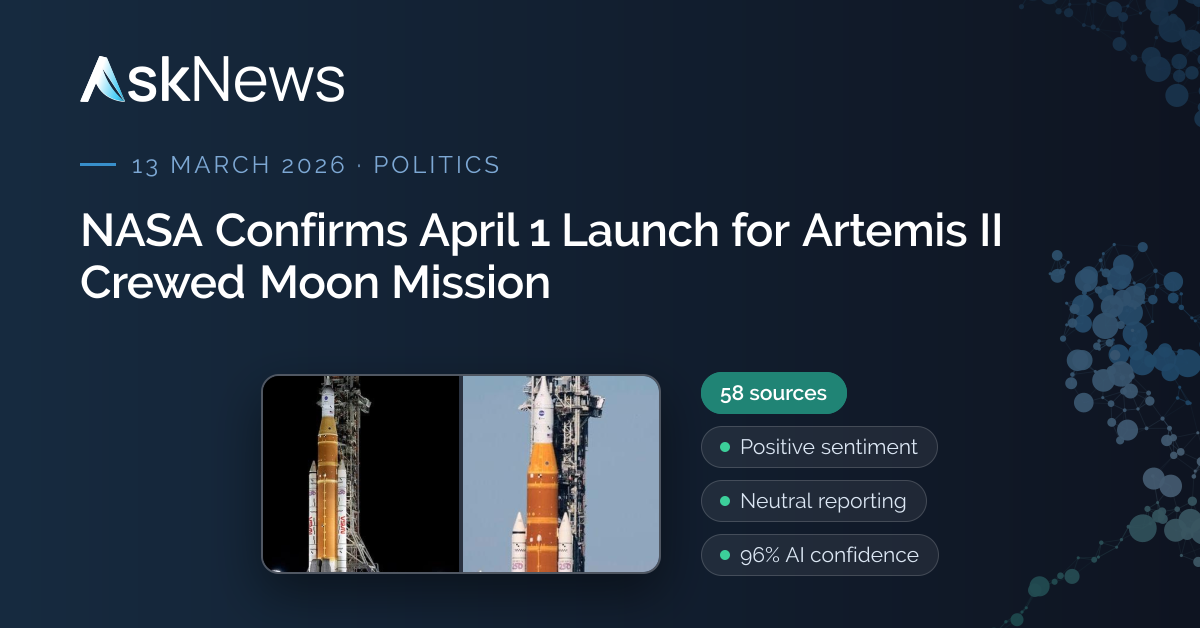 AskNews | NASA Confirms April 1 Launch for Artemis II Crewed Moon Mission